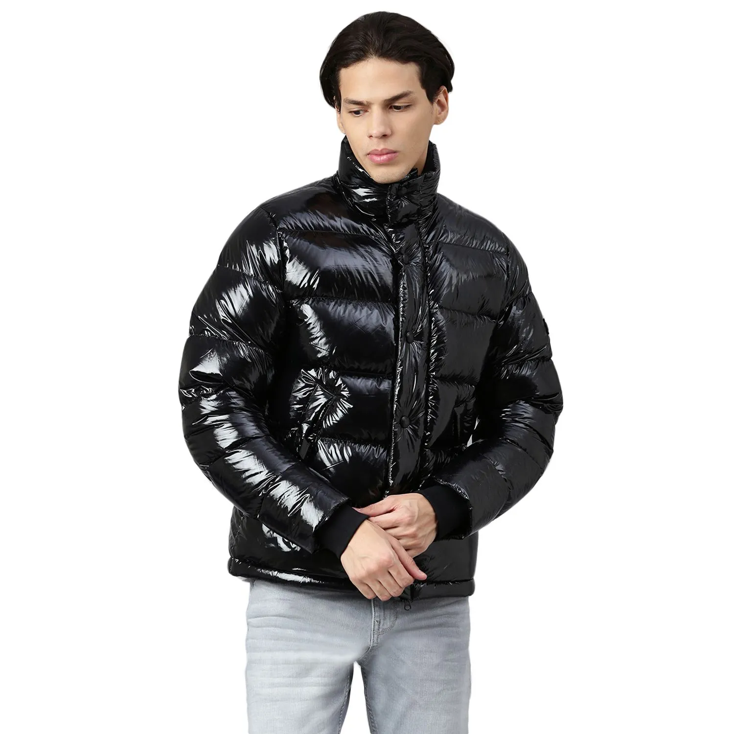 Black PU coated Down Jacket for men | WOODS | Woodlandworldwide