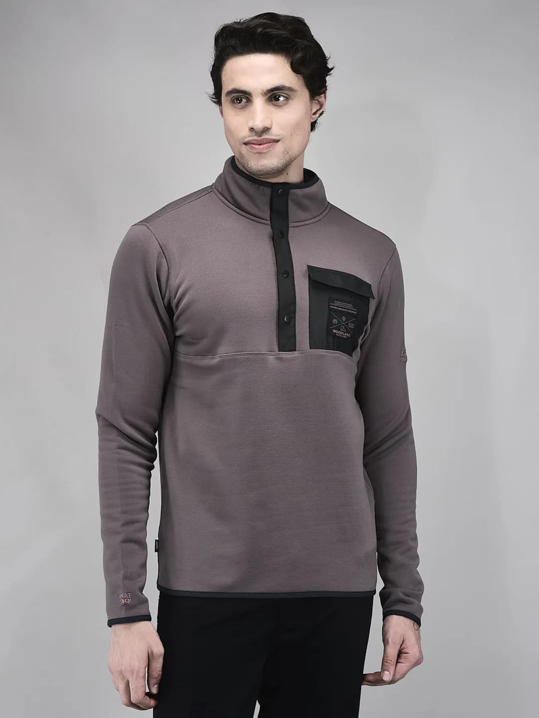 Woodland Men Egg Plant Polar Fleece Sweatshirt with Utility | Woodlandworldwide