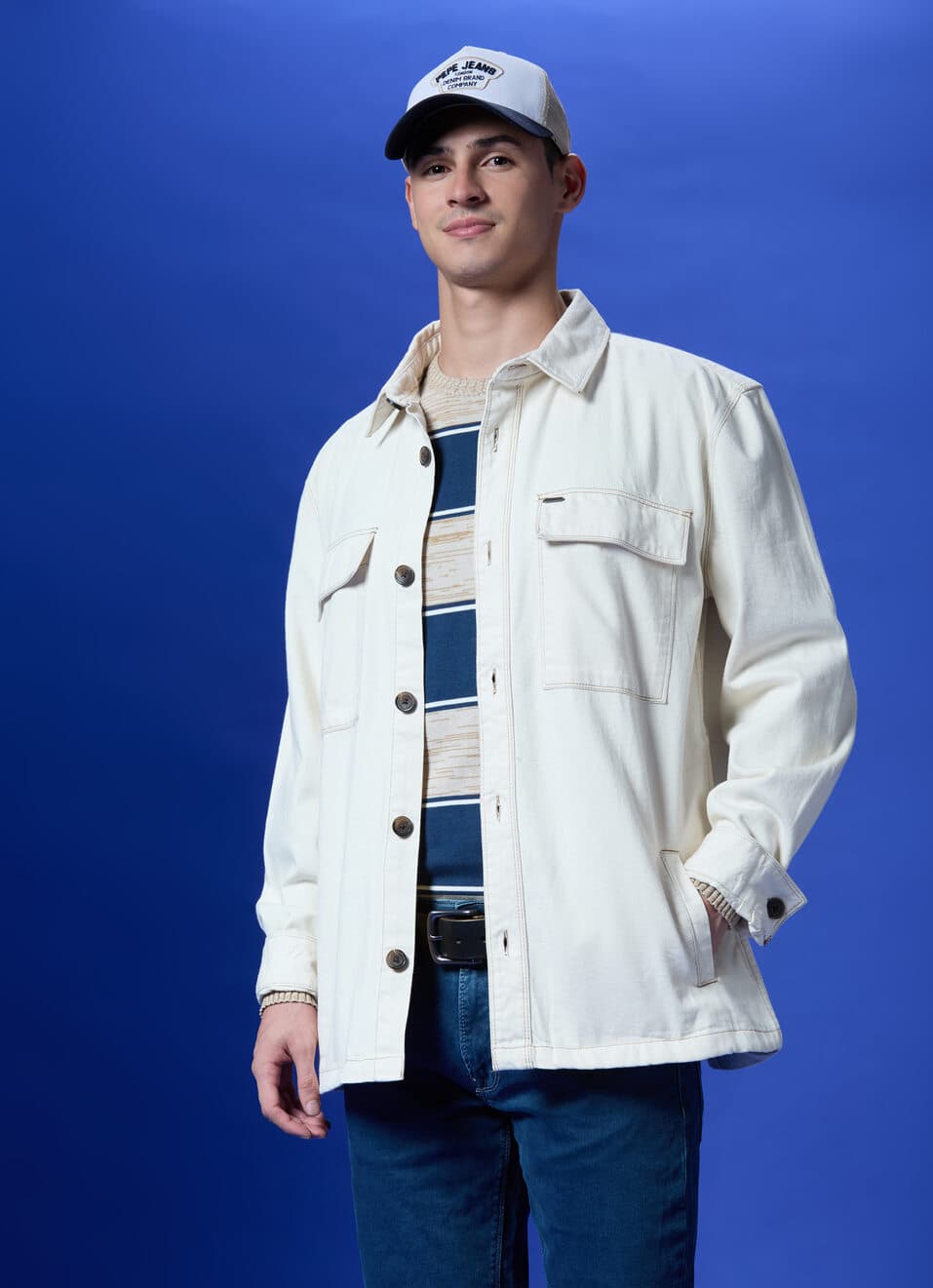 Ecru Cargo Pocket Full Sleeve Oversized Shirt | Pepejeans