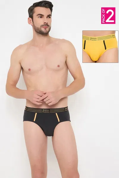 Pack of 2 John Players Cotton Briefs with Striped Waistband | Clovia