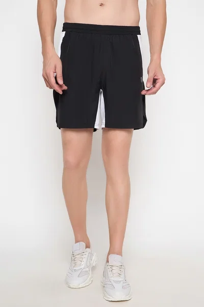 John Players Colourblocked Running Shorts in Black | Clovia