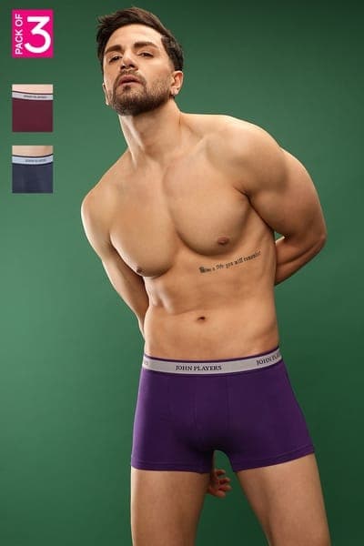 Pack of 3 John Players Classic Cotton Trunks | Clovia