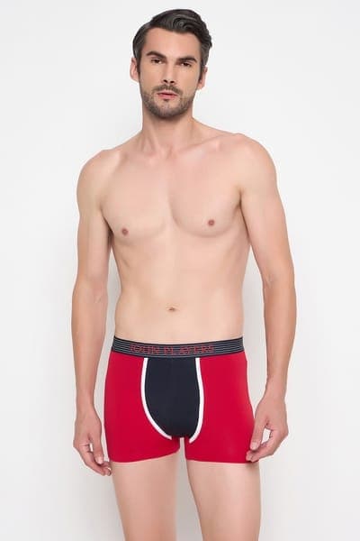 John Players Colourblocked Cotton Trunk in Red