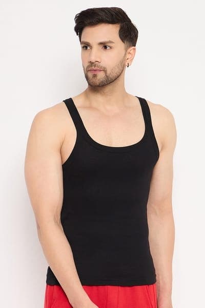 John Players Classic Cotton Vest in Black