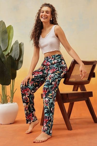 Print Me Pretty Pyjama in Dark Navy Colour - Rayon