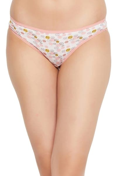 Low Waist Bee Print Bikini Panty in White - Cotton | Clovia Low Waist Bee Print Bikini Panty in White - Cotton | Clovia