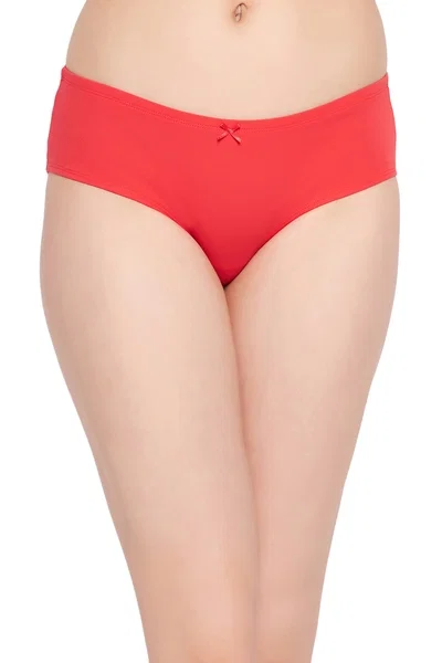 Buy Mid Waist Hipster Panty in Red with Inner Elastic - Cotton Online - Clovia | Clovia
