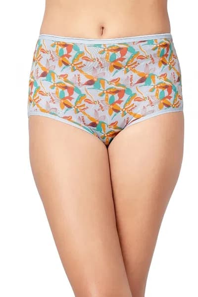 High Waist Floral Print Hipster Panty in Multicolour - Cotton | Clovia