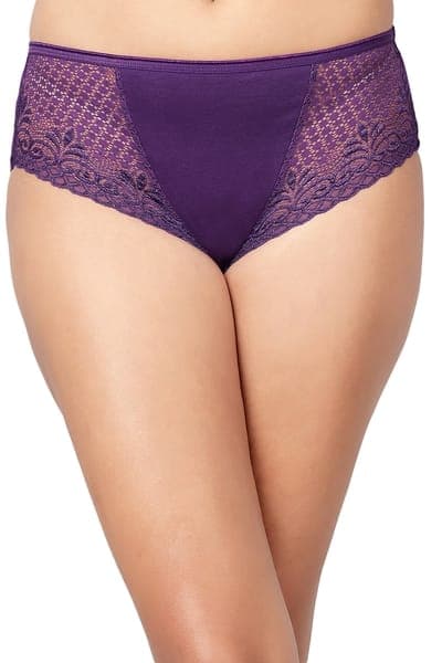Mid Waist Hipster Panty in Purple - Cotton &amp; Lace