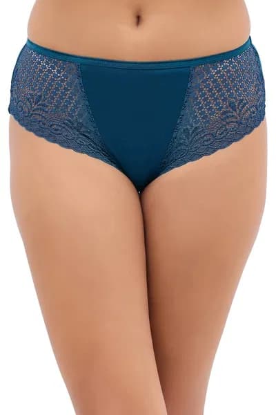 Mid Waist Hipster Panty in Turquoise Blue - Cotton &amp; Lace | Clovia