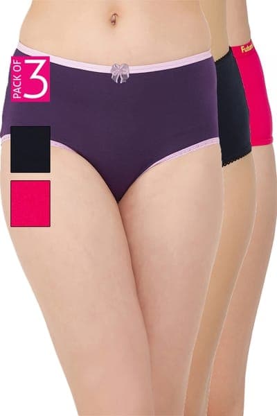 Pack of 3 High Waist Hipster Panties - Cotton