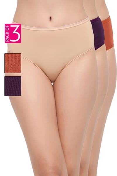 Pack of 3 Mid Waist Hipster Panties - Modal