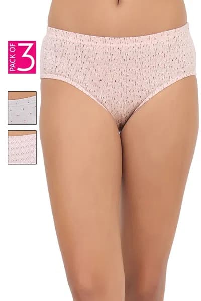 Buy Pack of 3 Mid Waist Geometric Print Hipster Panties with Inner Elastic - 100% Cotton Online - Clovia | Clovia