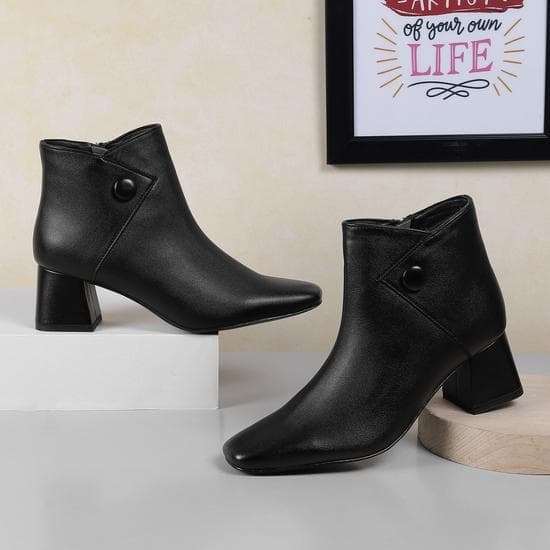 Women Black Formal Boots | Metro Shoes