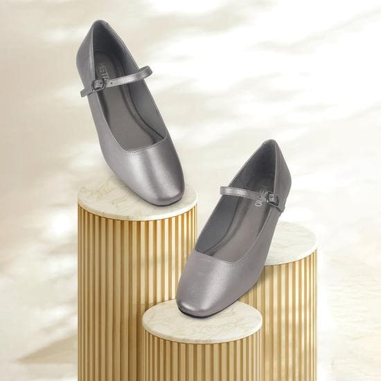 Women Gun-Metal Casual Ballerinas