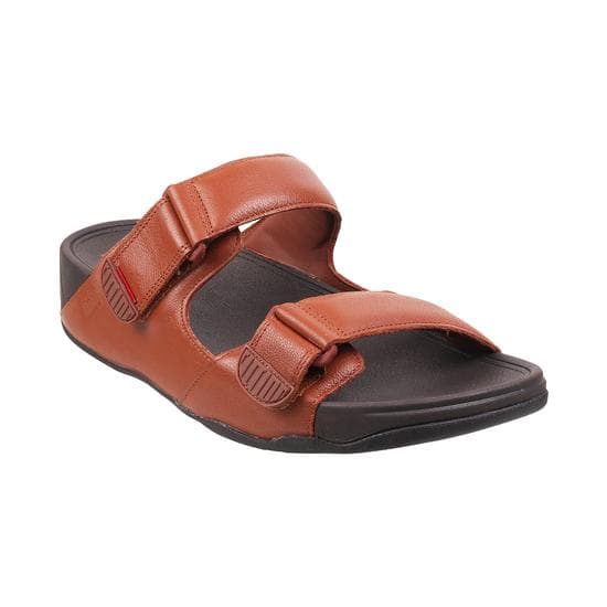 Mens Adjustable Leather Slides