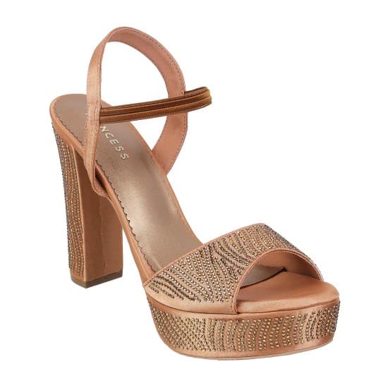 Women Antique-Gold Party Sandals | Metro Shoes