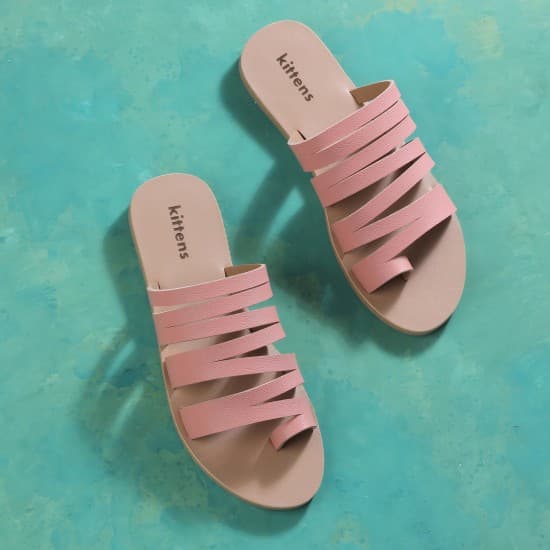 Girls Peach Casual Slippers | Metro Shoes