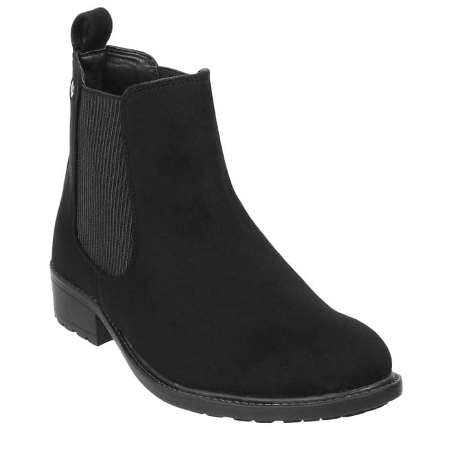 Women BlackSuede Casual Boots | Mochi Shoes Women BlackSuede Casual Boots | Mochi Shoes
