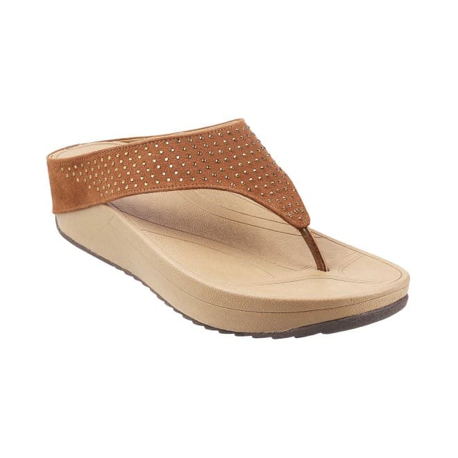 Women Tan Casual Slippers | Mochi Shoes Women Tan Casual Slippers | Mochi Shoes