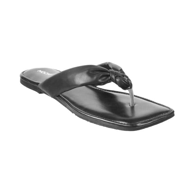 Women Black Casual Slippers | Mochi Shoes