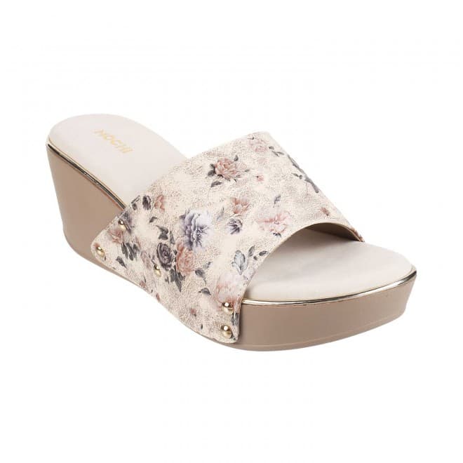 Women Beige Casual Sandals | Mochi Shoes