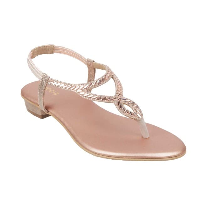 Women Rose-Gold Casual Sandals | Mochi Shoes
