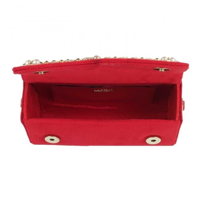 Women Red Flap Clutch