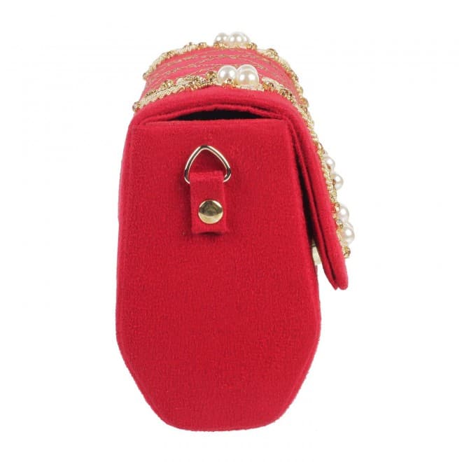 Women Red Flap Clutch