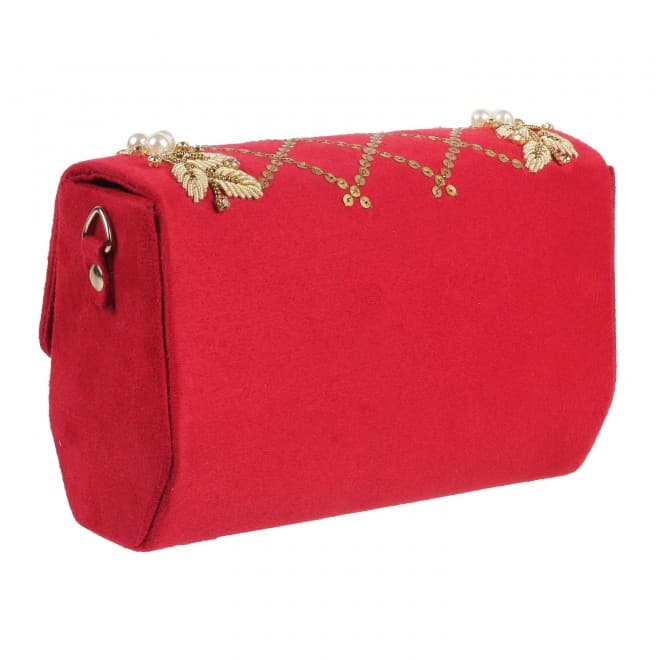 Women Red Flap Clutch