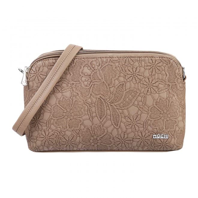 Women Brown Bag Zip Top Sling | Mochi Shoes