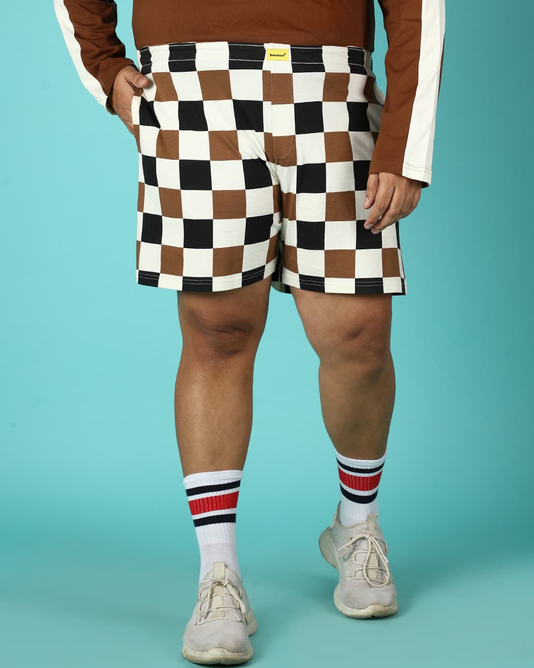 Buy Men's Brown & White Checked Plus Size Boxers Online at Bewakoof