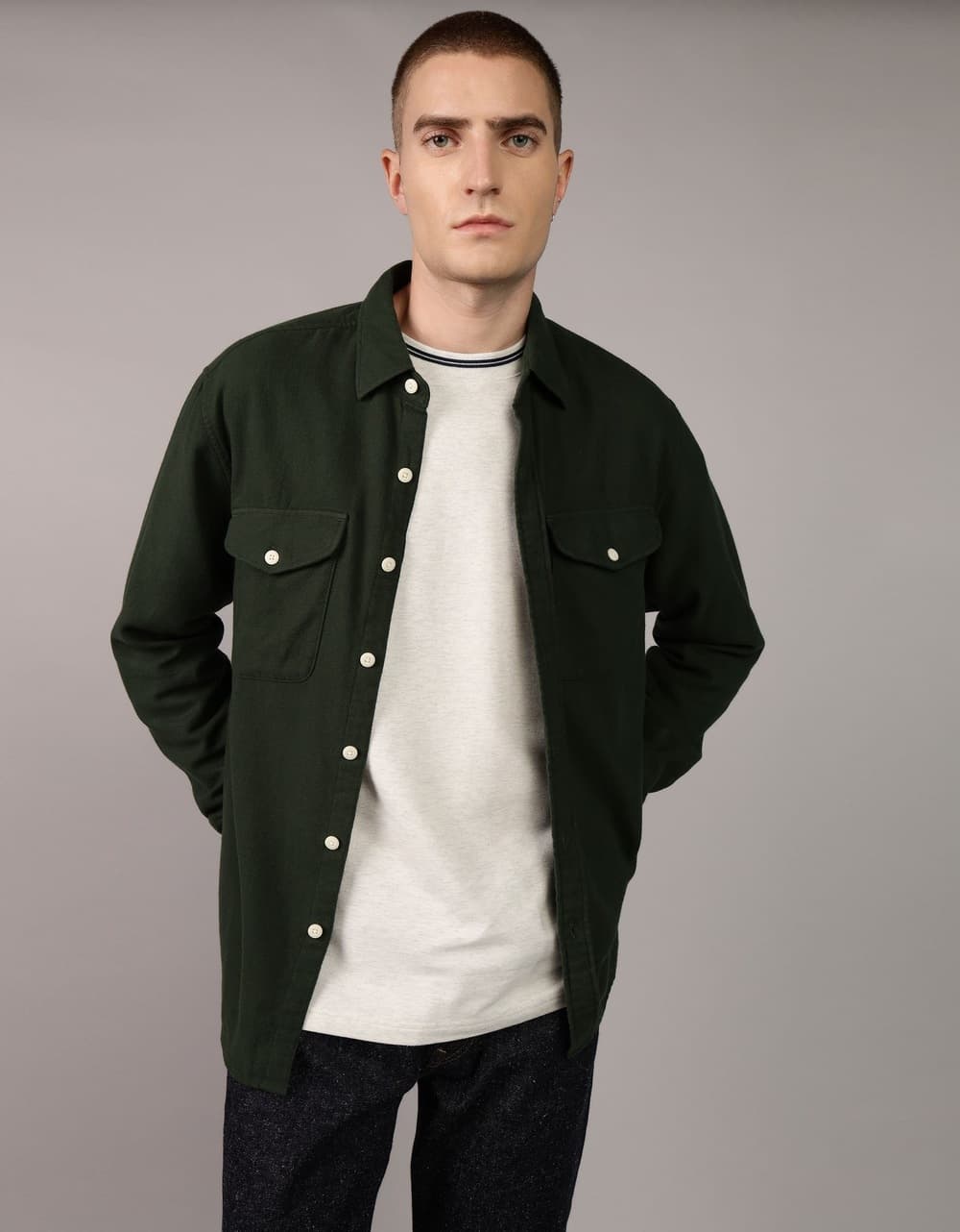 American Eagle Men Green Fireside Flannel Shirt | Aeo