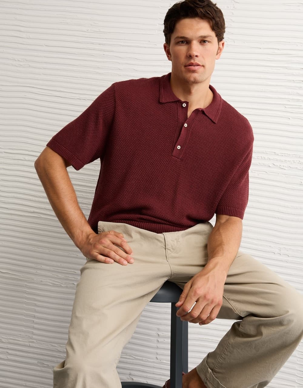 AE Pique Sweater Polo Shirt | Aeo