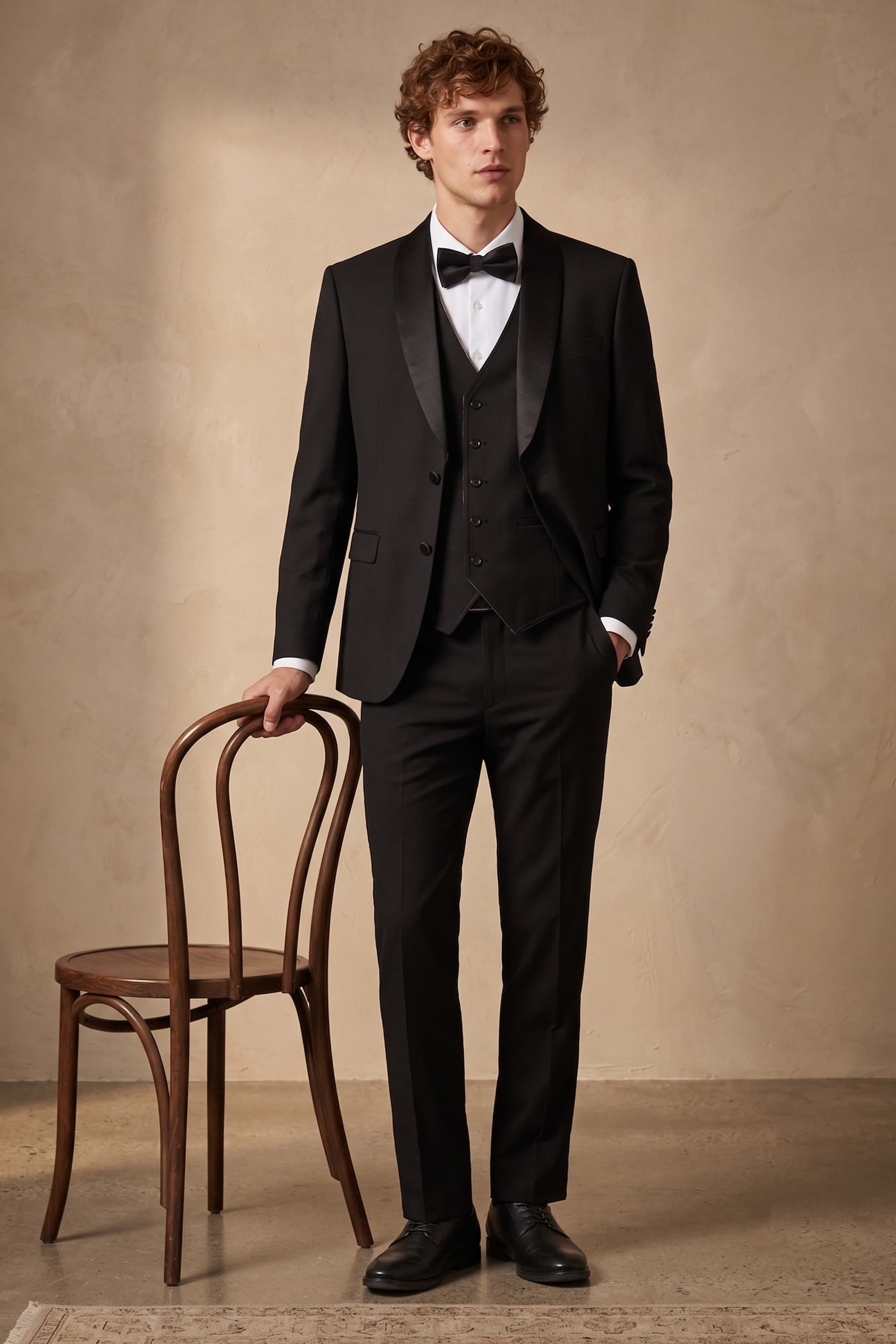 Men Black Slim Fit Solid Formal Three Piece Tuxedo Suit | Allen Solly