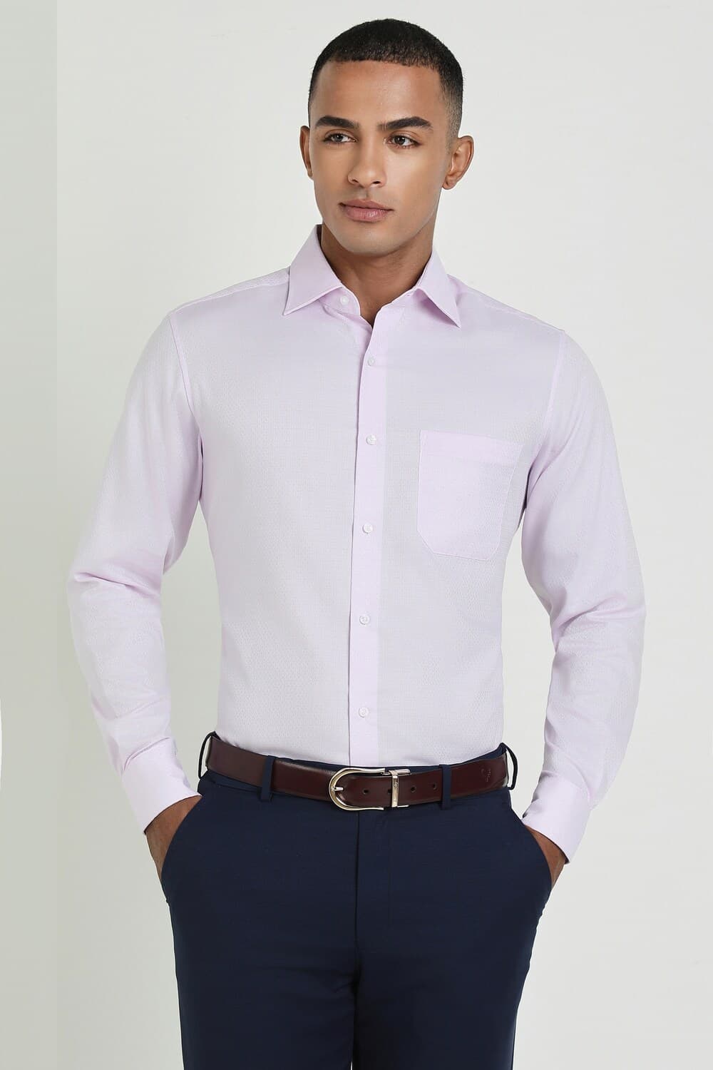 Men Lilac Regular Fit Textured Full Sleeves Wrinkle Resistant Formal shirt | Allen Solly