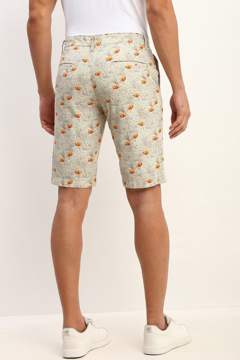 Men Green Printed Slim Fit Shorts