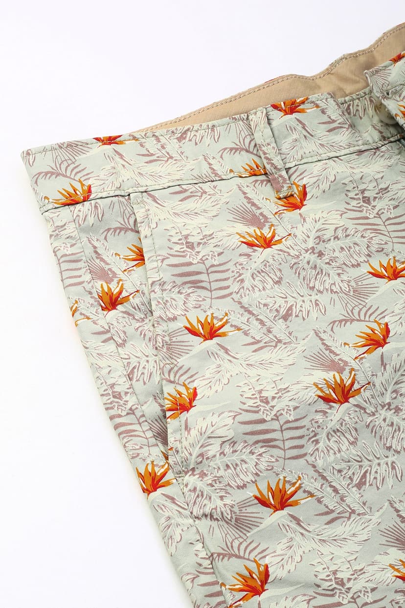 Men Green Printed Slim Fit Shorts