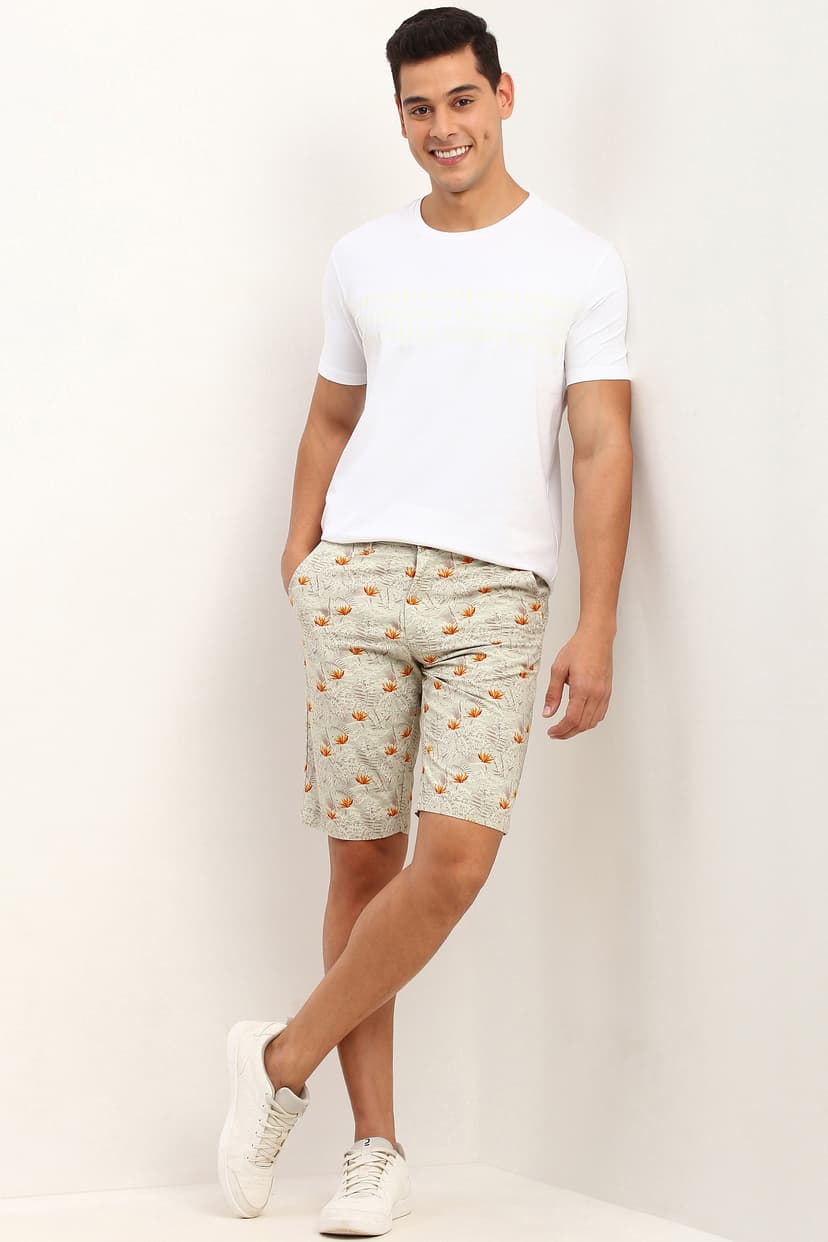 Men Green Printed Slim Fit Shorts