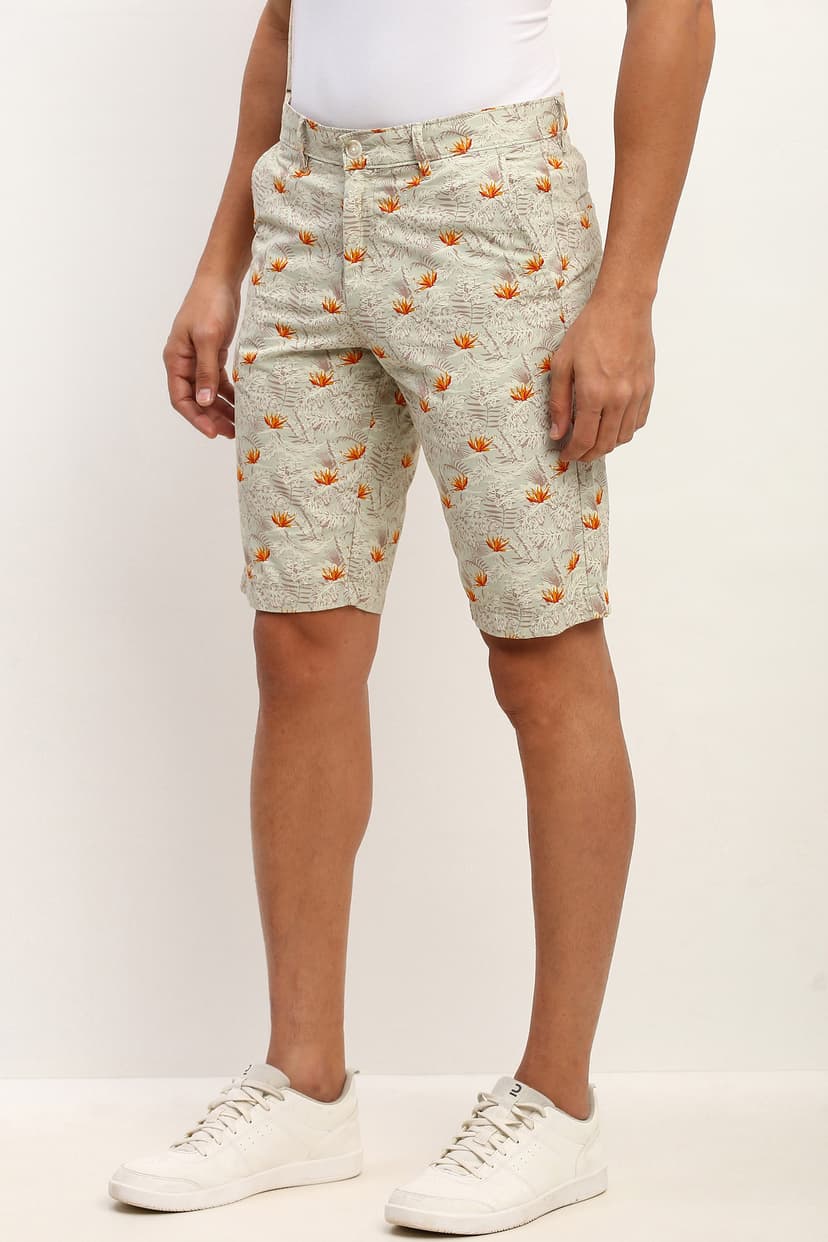Men Green Printed Slim Fit Shorts