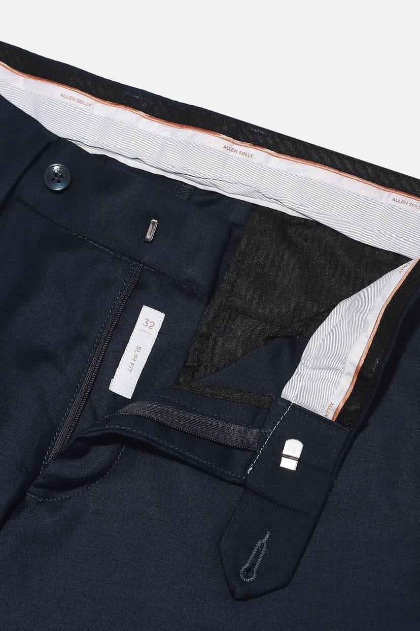 Men Navy Slim Fit Solid Formal Trousers
