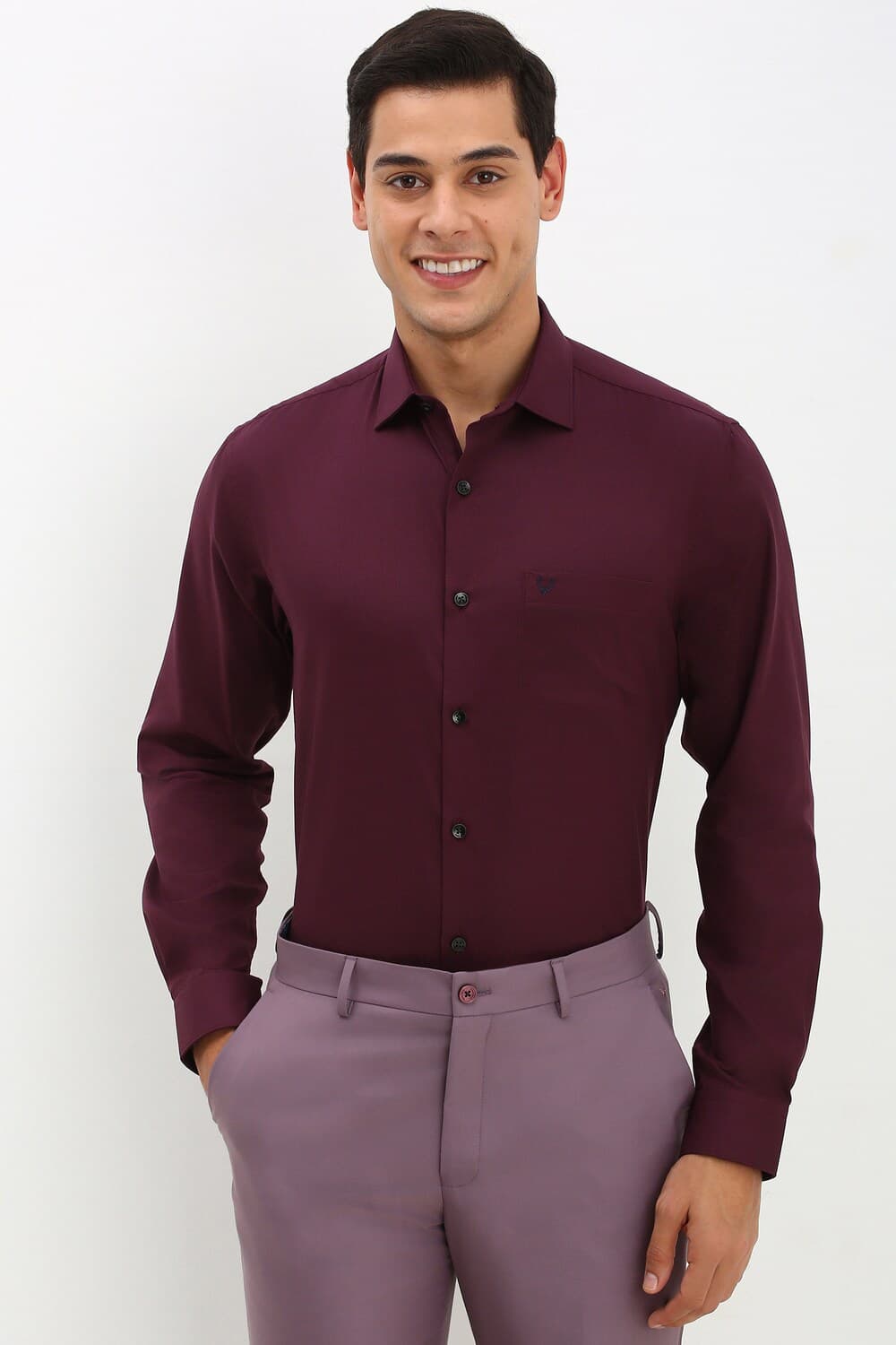 Men Purple Regular Fit Solid Full Sleeves Formal Shirt | Allen Solly