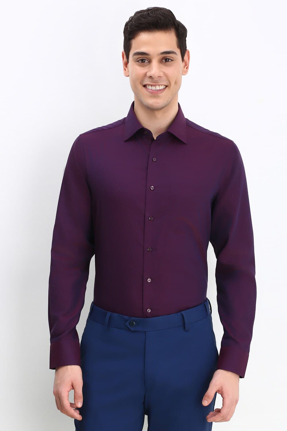 Men Purple Slim Fit Printed Full Sleeves Wrinkle Resistant Formal shirt | Allen Solly