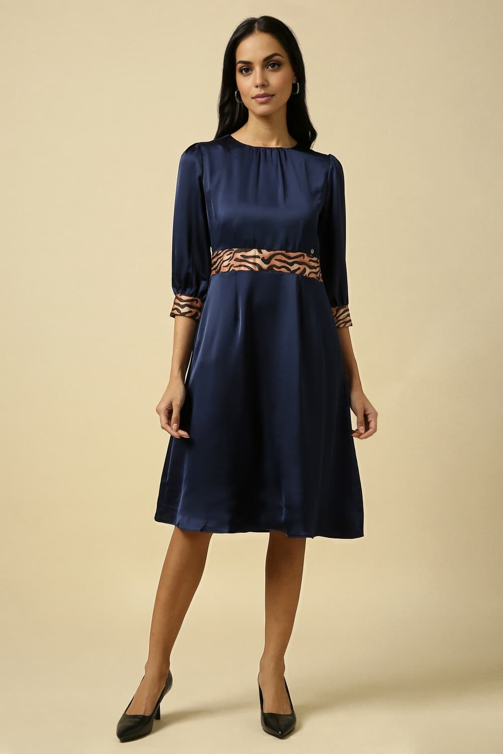 Women Blue Graphic Print Formal Dress