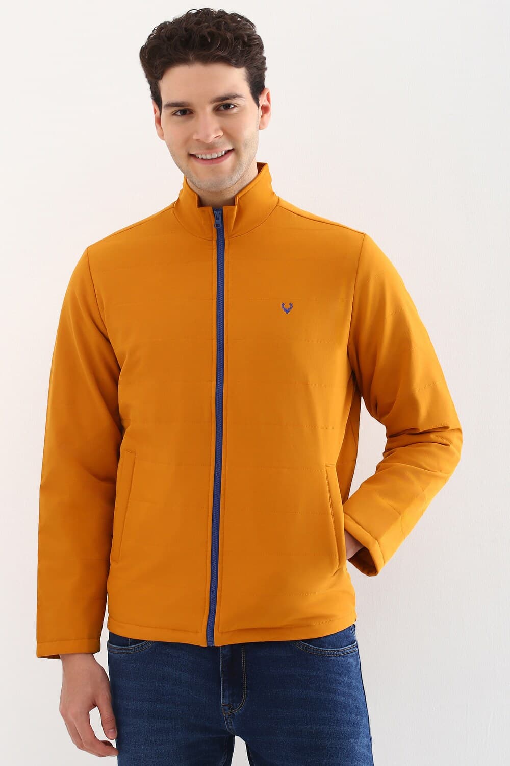 Men Yellow Solid Full Sleeves Casual Jacket | Allen Solly