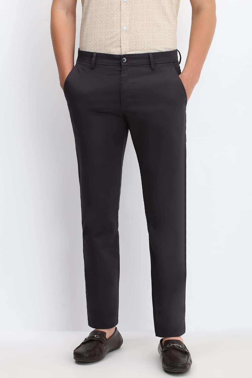 Men Purple Slim Fit Solid Casual Trousers