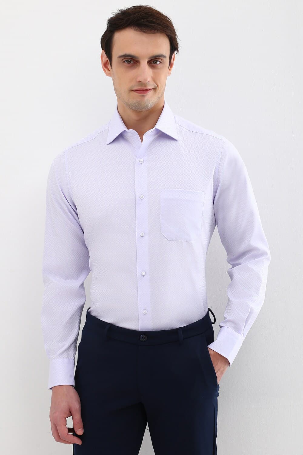 Men Lilac Regular Fit Printed Full Sleeves Wrinkle Resistant Formal shirt | Allen Solly