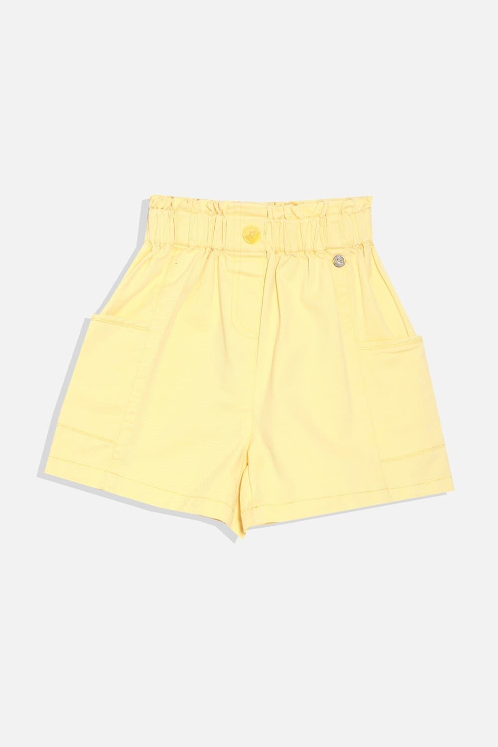 Girls Yellow Solid Contemporary Fit Shorts