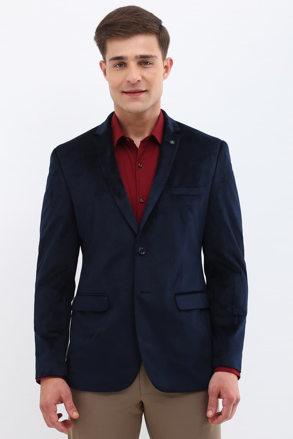 Men Navy Slim Fit Solid Formal Blazer | Allen Solly