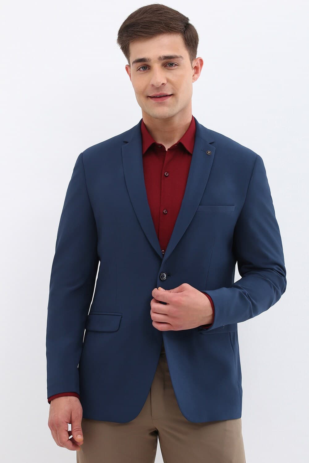 Men Blue Slim Fit Solid Formal Blazer | Allen Solly